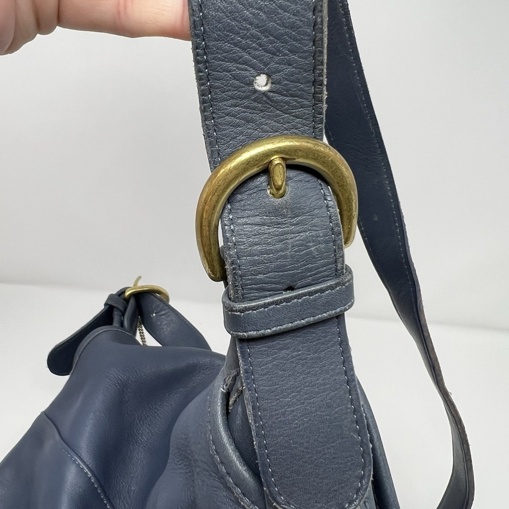 Vintage Coach 4115 Whitney Flap Crossbody Shoulder Bag Blue Leather Brass USA - Picture 8 of 16